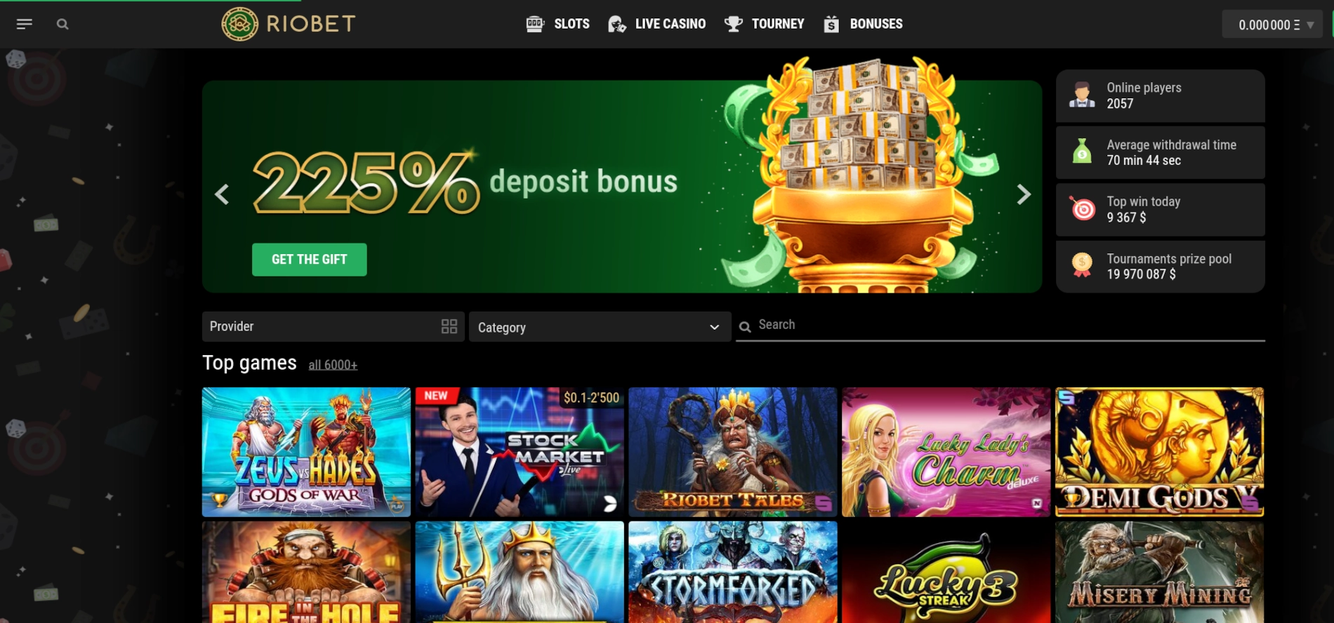 Riobet online casino home page